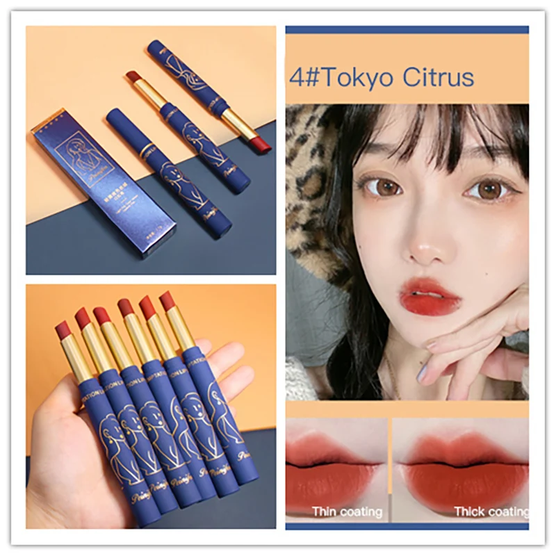 

new blue tube lipstick pen fine with matte lipstick matte lipstick Professional Lip Makeup Lasting Waterproof Lip Cosmetic TSLM1