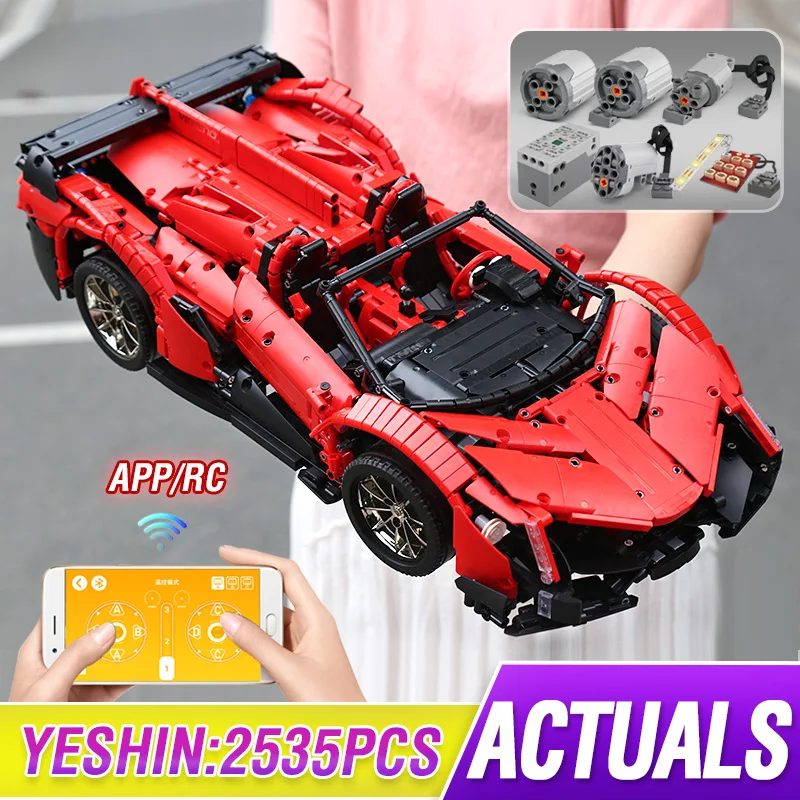 MOULD KING 13079 высокотехнологичные игрушки 20091 Veneno Roadster APP моторизованная модель