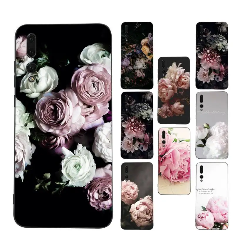 

Peonies beautiful flower Phone Case Soft Silicone Case For Huawei p 30lite p30 20pro p40lite P30 Capa