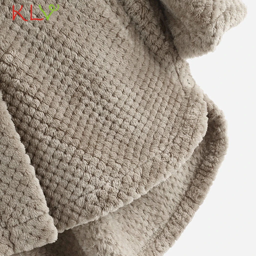Women Jacket Hooded Fleece Pocket Warm Winter Coat Fluffy Button Casual Top Outwear Clothes Plus Size Manteau Femme 5XL 19Oct