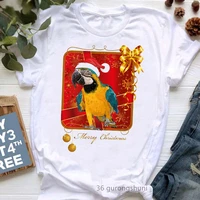 christmas cockatiel parrot print t shirt womens clothing kawaii bird tshirt femme harajuku shirt summer fashion white tshirt