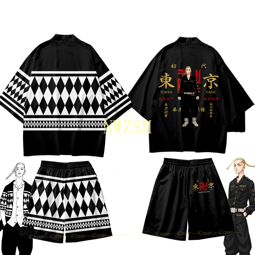 

Manga Tokyo-Revenge Cosplay Costume Ken Ryuguji Draken Kimono Haori Tokyo Shirt Manji Gang Shorts Yukata