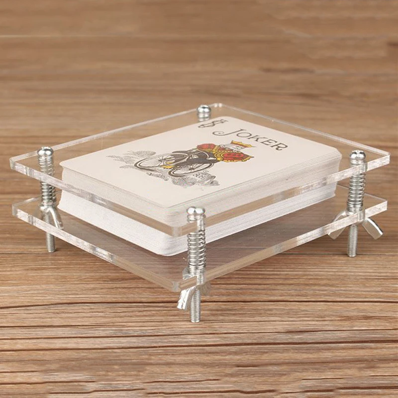 

Hot Sale Transparent Deck Poker Protector Pack Box Case Acrylic Playing Cards Clip Holder Magic Tricks Props Accessories
