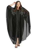 classic style dashiki african clothing abaya muslim bat sleeve bubble bead diamonds hooded loose dresses for lady super size
