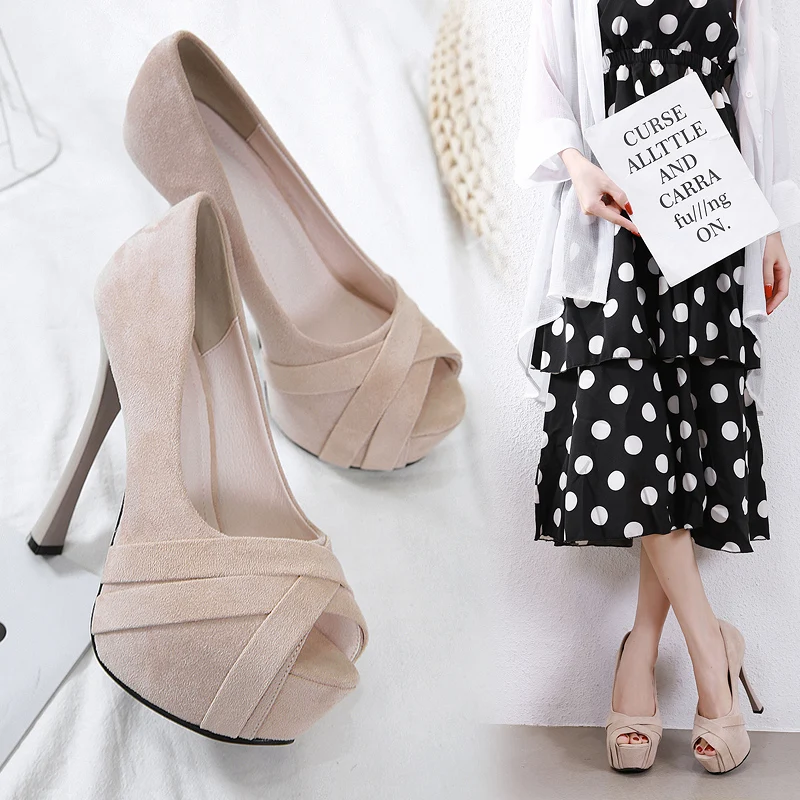 

14cm super high-heeled shoes nightclub super high-heeled sexy waterproof platform women's shoes fish mouth