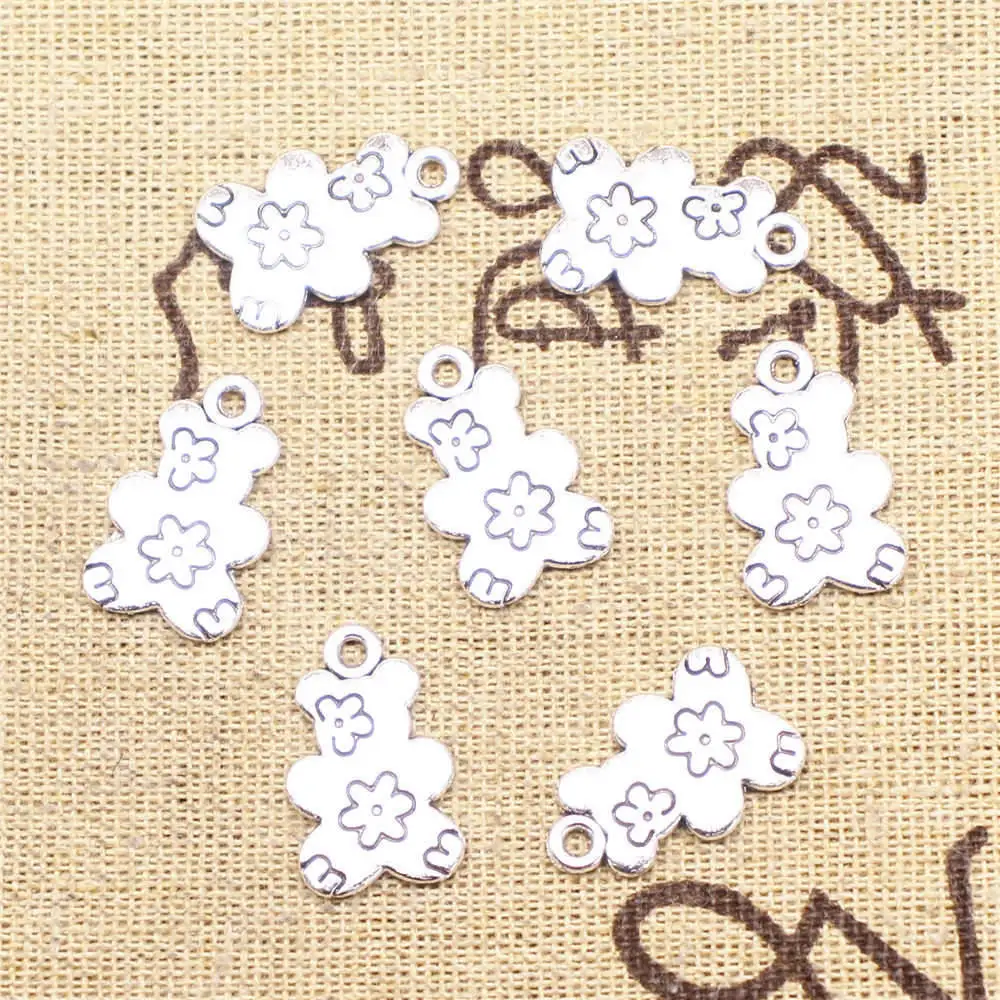 

Little Bear Charms Supplies For Jewelry Making Kit Antique Silver Color 20pcs 13x20mm