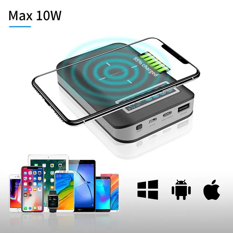 Внешний аккумулятор 3 в 1 10 Вт с функцией быстрой зарядки 18650 для Xiaomi Samsung iPhone 12 11 pro