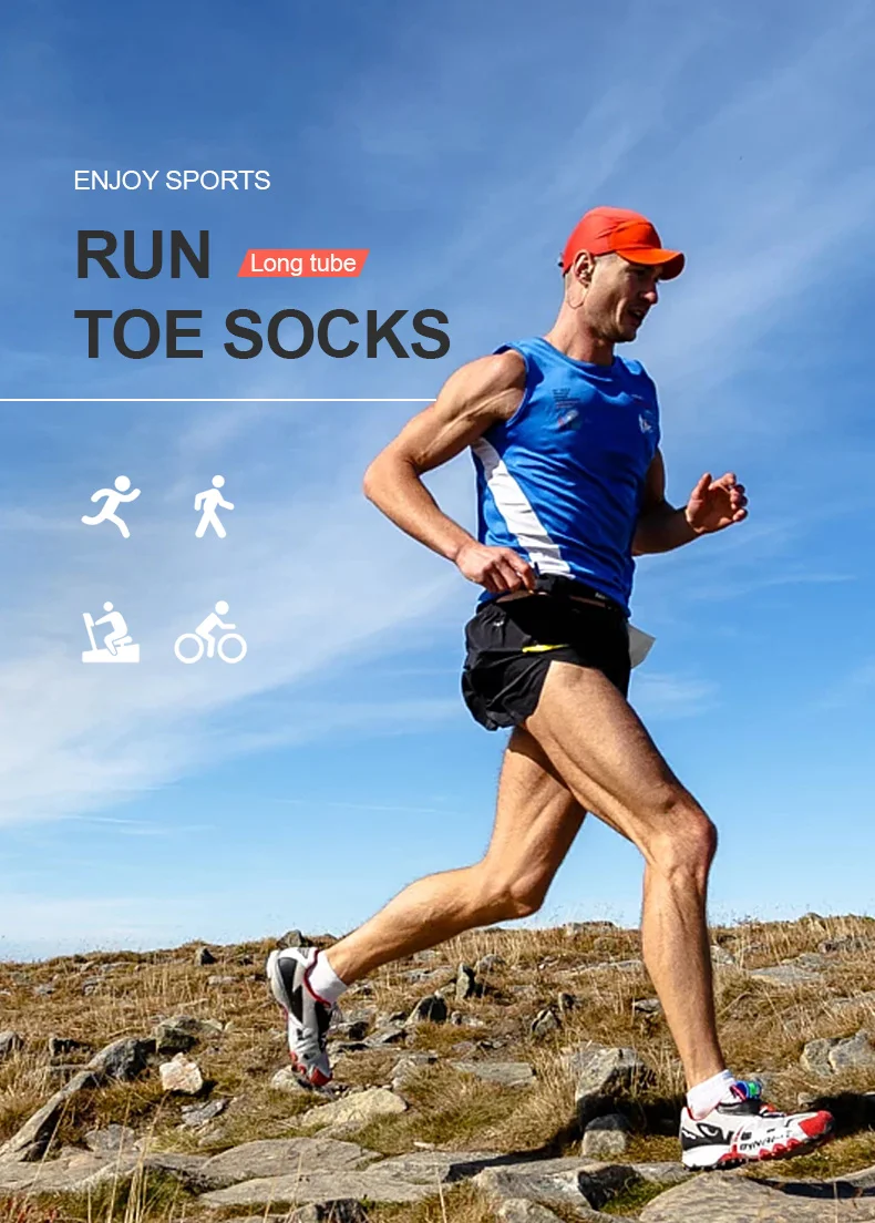 AONIJIE E4813 одна пара спортивные длинные носки без пятки Fivetoes до середины икры Длина