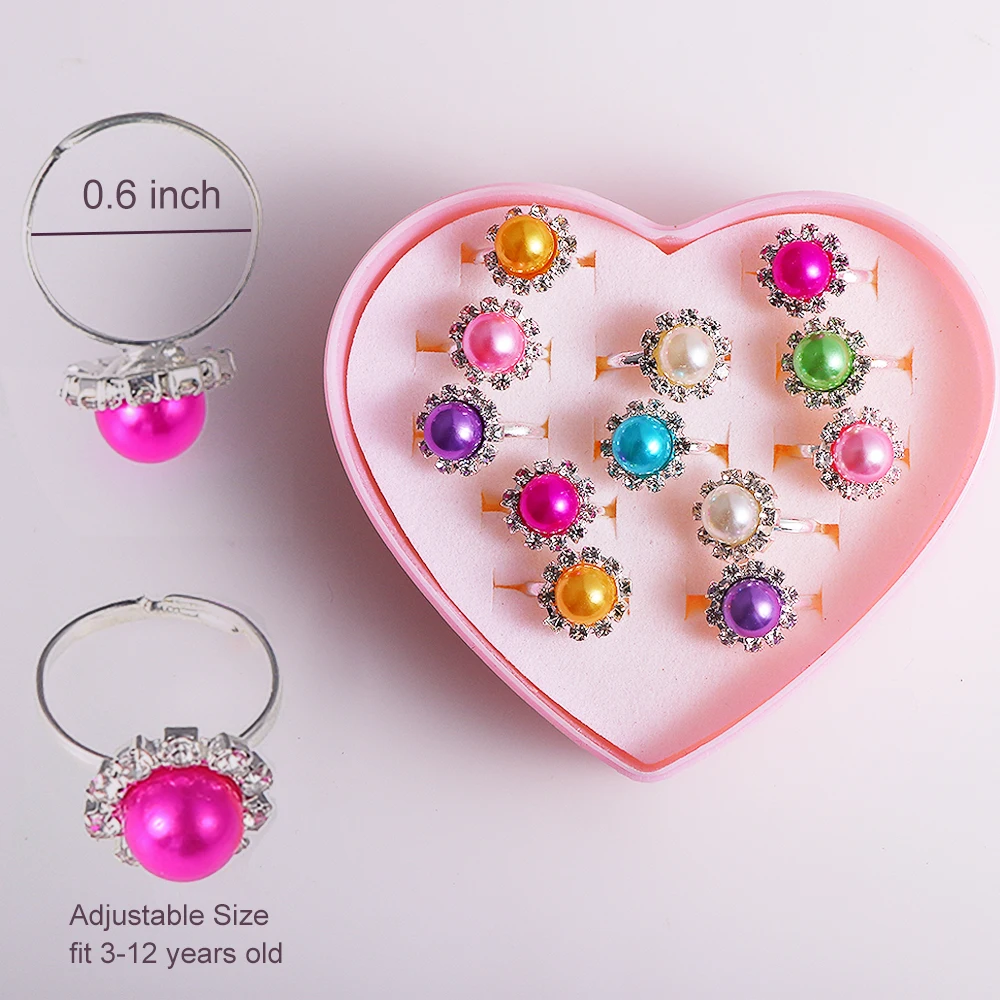 Kids  Adjustable Alloy Baby Rings Fashion Cartoon Children Girl Rings With Heart Shaped Showcase For Party Gift 4