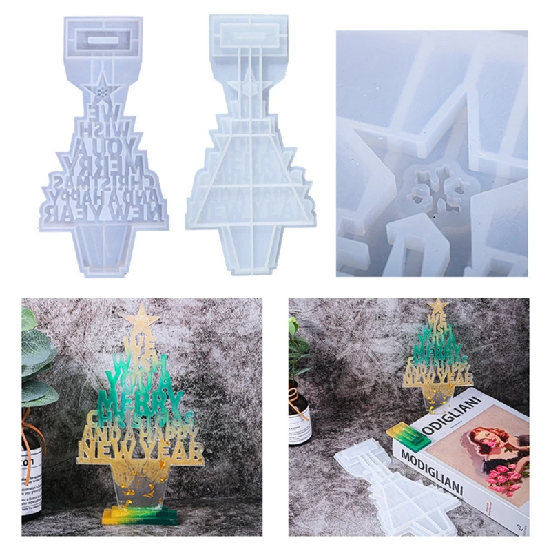 

Letters Christmas Tree Ornaments Epoxy Resin Mold Xmas Party Supplies Silicone Mould DIY Crafts Jewelry Home Decorations