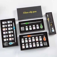 3715 pcs glass pen set 7ml colors ink floral crystal glass dip pen gifts box writing drawing stationery school art supplies