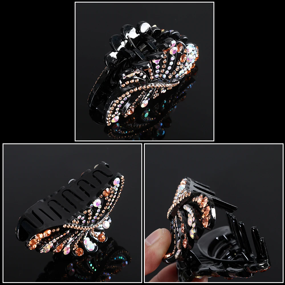 AWAYTR Женщины винтажные блестящие заколки элегантные кристаллические волосы креветка красочные камни ювелирные изделия 1 шт. на.