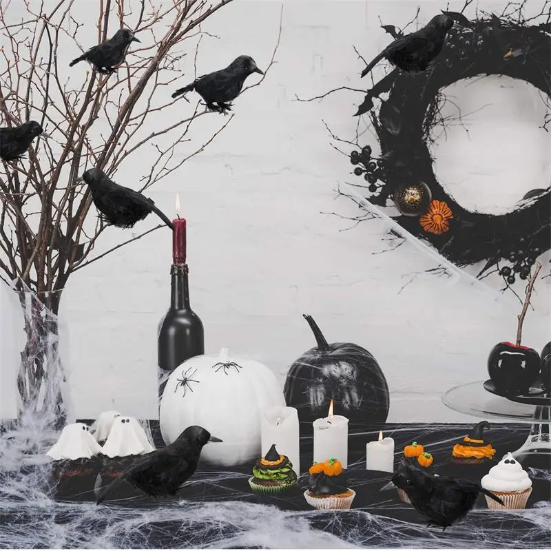

Simulation Black Crow Animal Model Artificial Crow Black Bird Raven Prop Scary Decoration For Party Supplies 16*9CM Dropship