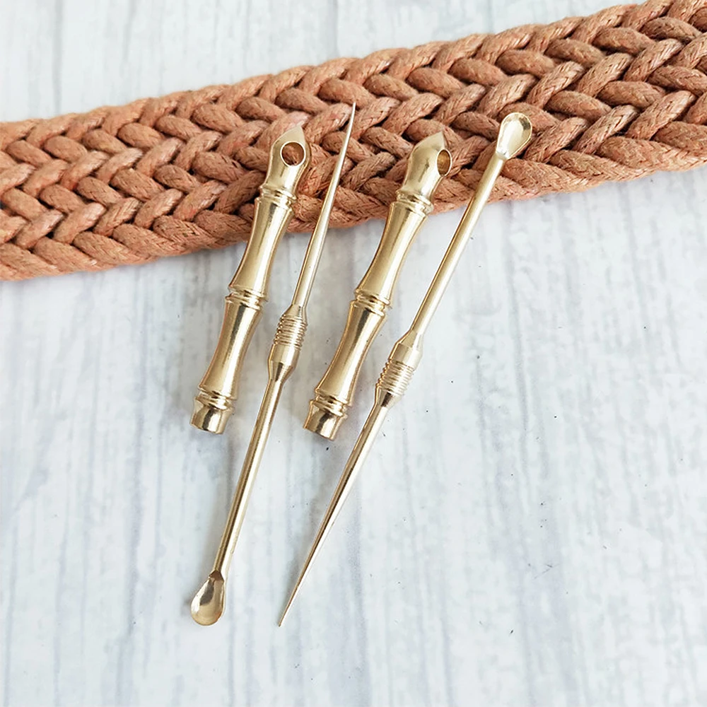Портативная набор зубочисток Ушная ложка из чистой латуни прочнее чем зубная