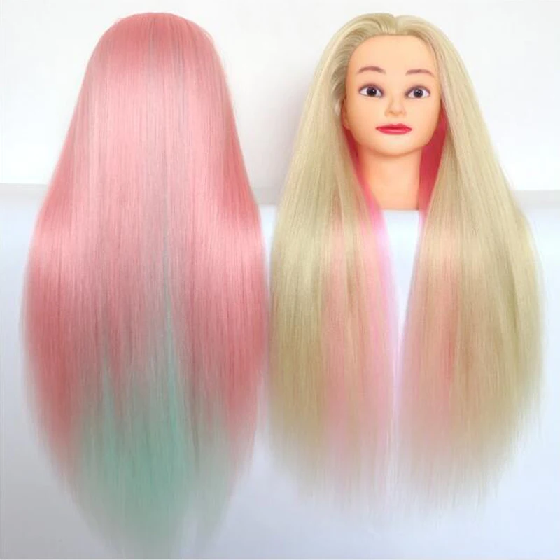 70 см Экстра полный yaki прямые радужные волосы манекен учебная голова