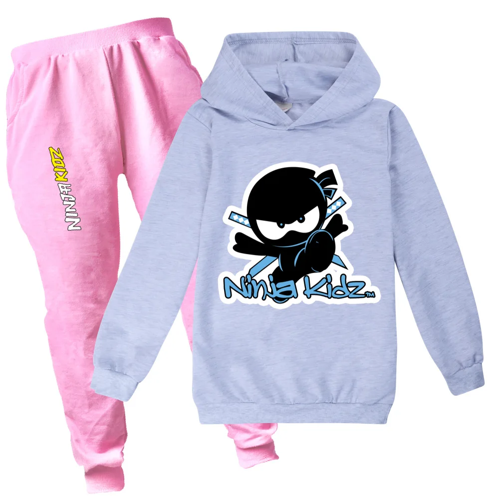Girls NINJA KIDZ Anime Print Clothing Spring Autumn Kids Clothing Suits Cartoon Sets Children Boy Girls Sports Tracksuits Suits