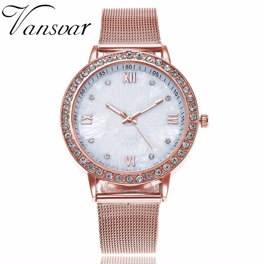 Luxury Women's Watch with Diamond Scale High-grade Stitching Steel Mesh Belt Women Clock Quartz Fashion Female Watches | Наручные