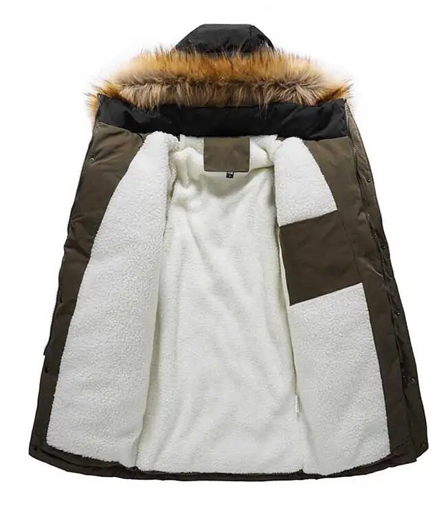 Parkas Men Fur CollarJackets Winter Warm Thick Pilot Coat Men's Hooded Overcoat Windproof Male  Outwear
