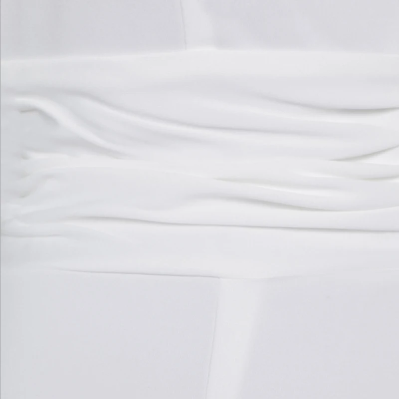 Осень зима 2021 белое однотонное платье с длинным рукавом и О образным вырезом