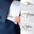 Запонки Mini-World с именем на заказ, запонки из нержавеющей стали с буквенным логотипом, мужские аксессуары из нержавеющей стали, подарок жениху