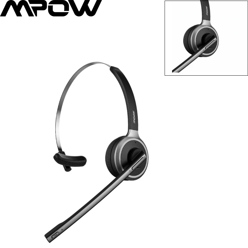 

Mpow M5 Bluetooth 5.0 Headset Wireless Over-Head Noise Canceling Headphones With Crystal Clear Microphone For Trucker/Driver