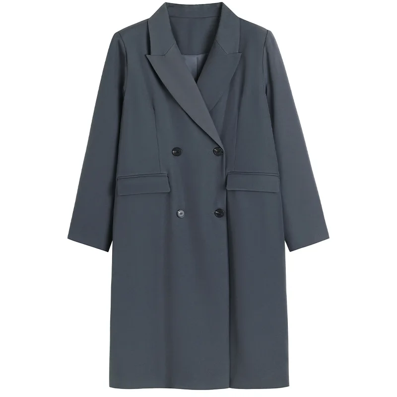 

TVVOVVIN Winter New Double Breasted Long Sleeve Loose Mid-length Coat Lapel Large Size Casual female Coat FTNM