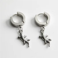 1pc new simple personality titanium steel gecko earrings stainless steel hip hop rock punk fashion mens earrings jewelry