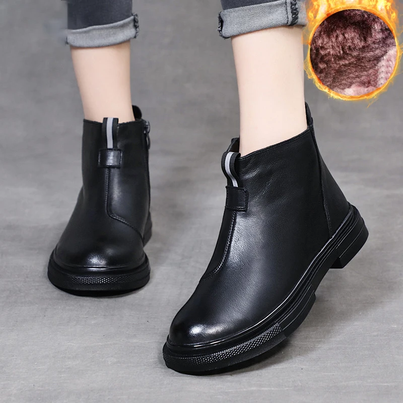 Женские ботинки в байкерском стиле AARDIMI теплые из натуральной кожи на мягкой