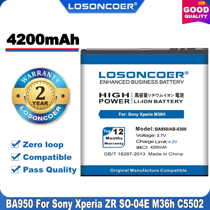 100% оригинальный высококачественный аккумулятор LOSONCOER 4200 мАч BA950 Аккумулятор для