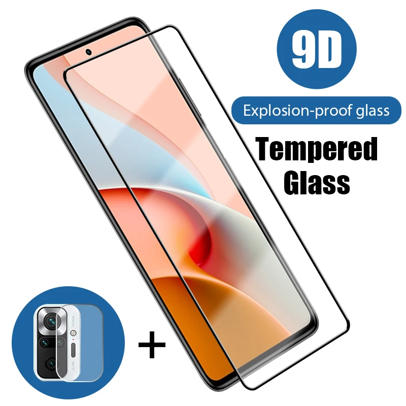 2 в 1 Защита экрана для Xiaomi Redmi Note 10 Pro Max 8T 7 5 Закаленное стекло 9 8Pro 9S 5A 9T|Защитные