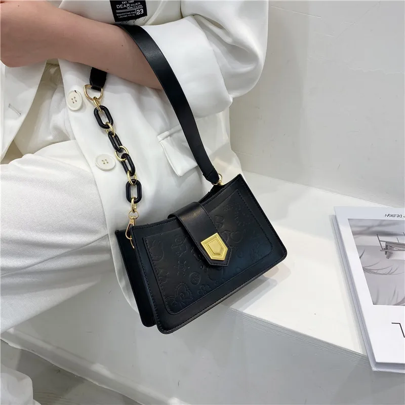 

Hot Sale Fashion Cartoon Printed Women'S Shoulder Bag Trendy PU Solid Color Female Underarm Bag Spring New Phone Cosmetic Bag