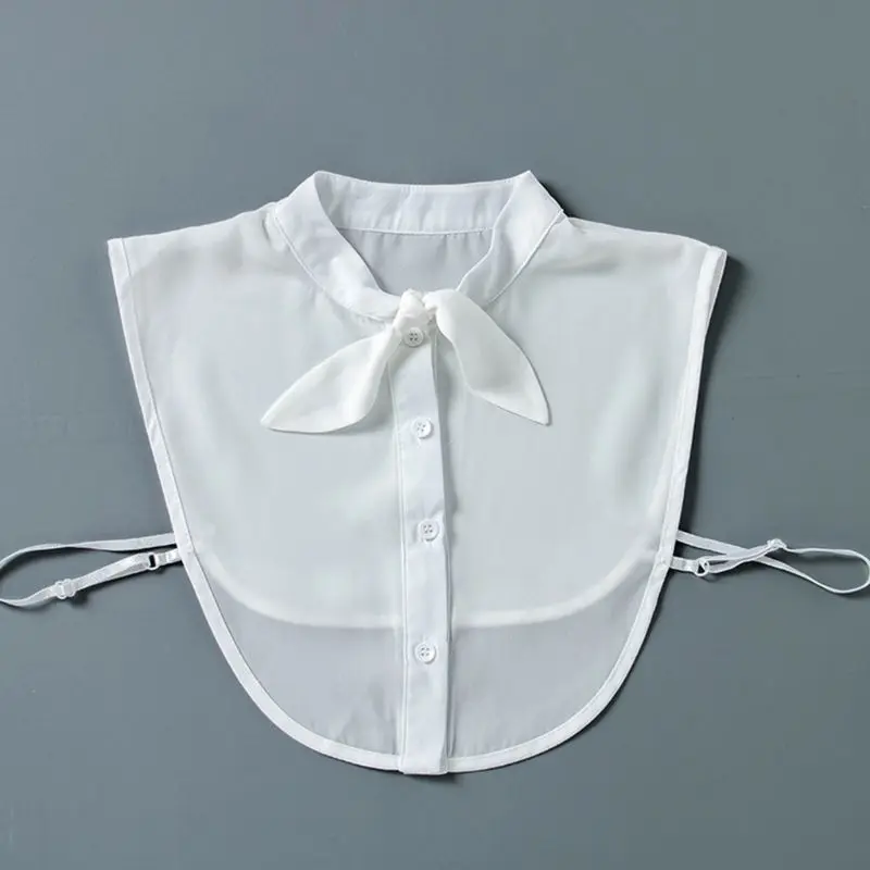 

Women Sweet Rabbit Ear Bowknot Fake Collar Chiffon Dectachable Half-Shirt Blouse
