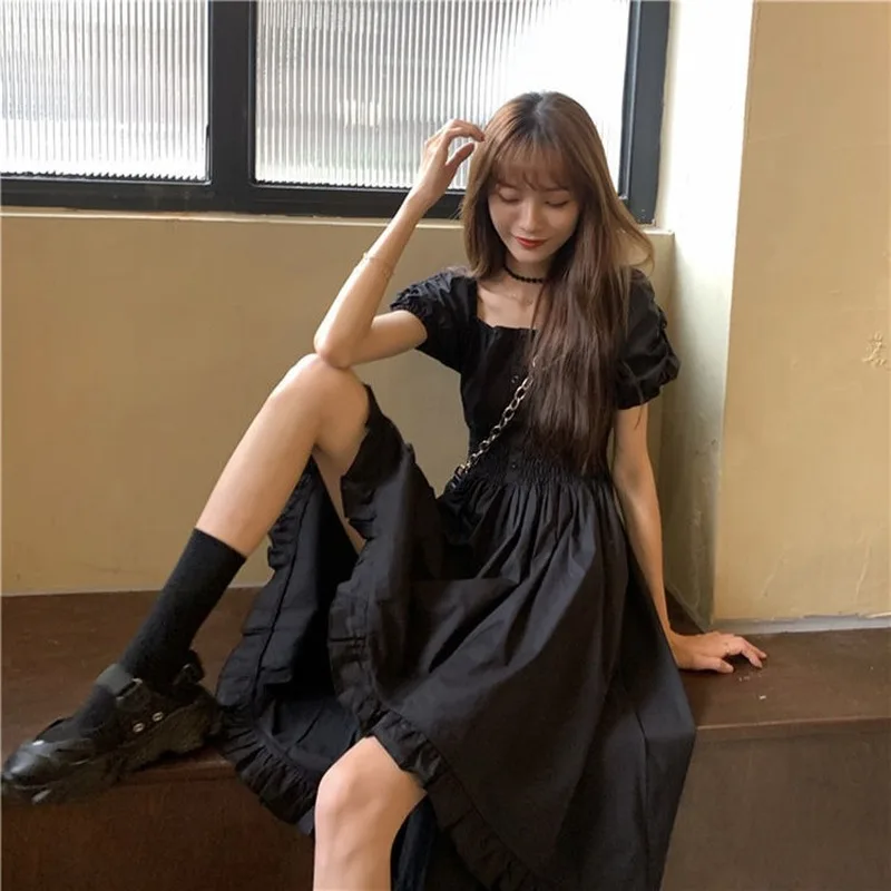 Платье женское с квадратным вырезом однотонное пиканвечерние простое вечернее в