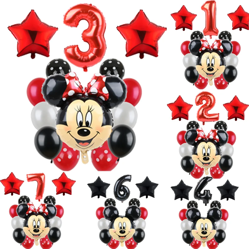 

14pc Mikcey Minnie Mouse Party Balloons Mickey Birthday Party Decorations Baby Shower Decor Kids Party Mickey Balloon Air Globos