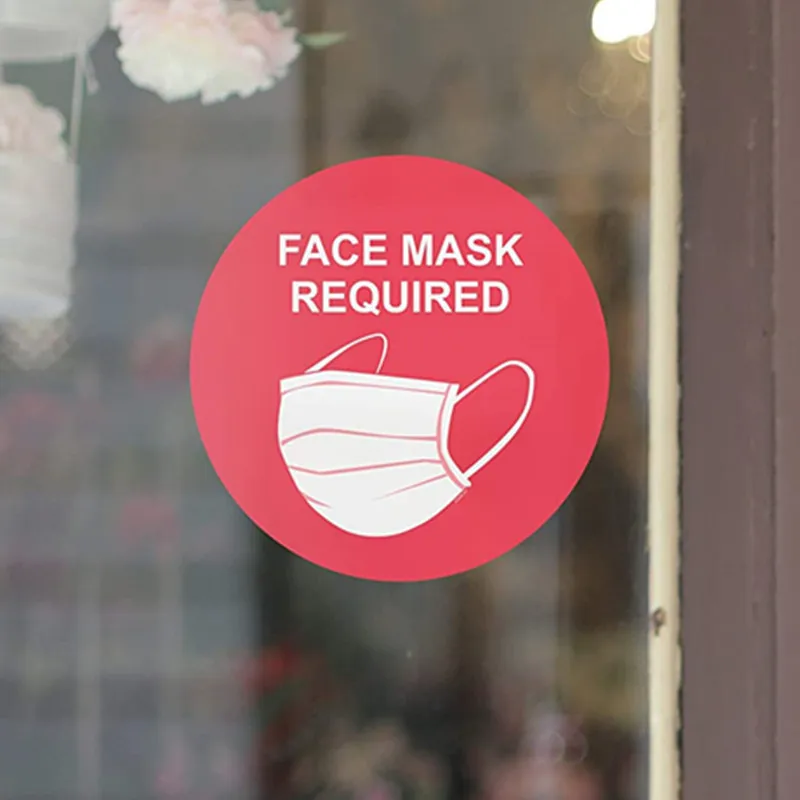 Face Mask Required Sign Wall Window Glass Signage Public Safety Decal Rounded Costumes Cosplay Accessories masque Mouth |