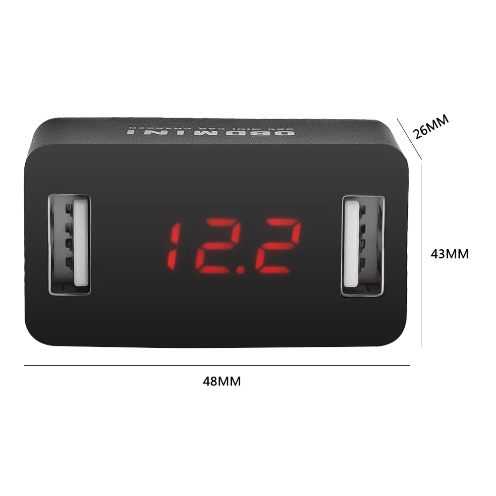 

Universal Car OBD Charging Mini Dual USB Charger Adapter 12/24V LED Voltage Display Car Charger Socket Fast Charging Power