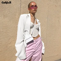 solid casual womens jacket double breasted loose female coat 2021 autumn tailored collar girls blazer fashion cool suit jacket