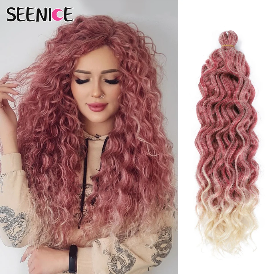 Ocean Wave Braiding Hair Extensions Crochet Braids Synthetic Hair Afro Curl Hawaii Ombre Curly Blonde Water Wave Braid For Women