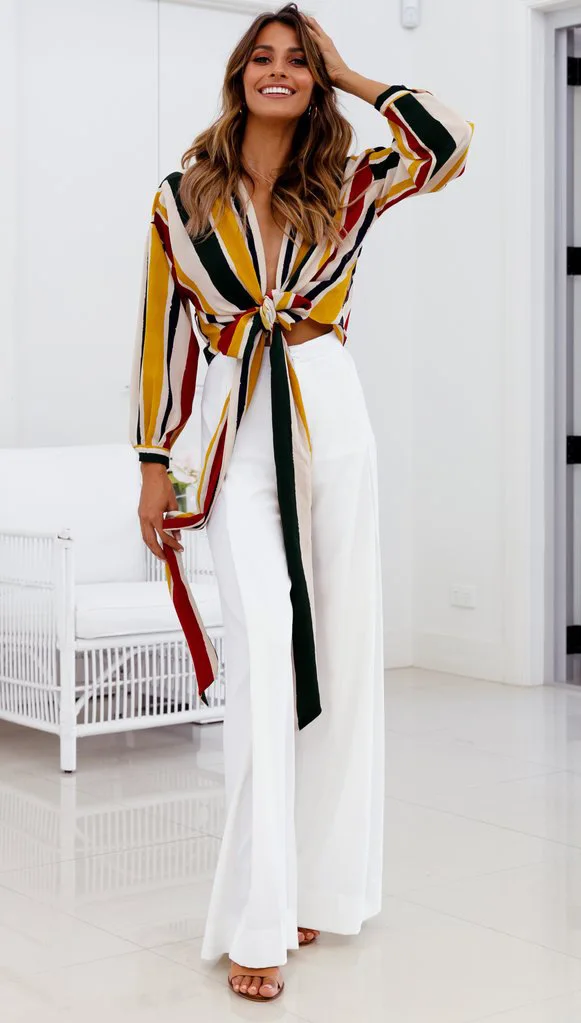 

Women Casual Loose Yellow White Long Pants Sexy Wide Leg Elegant High Waist Trousers Pockets Office Ladies Pantalon Femme Zipper