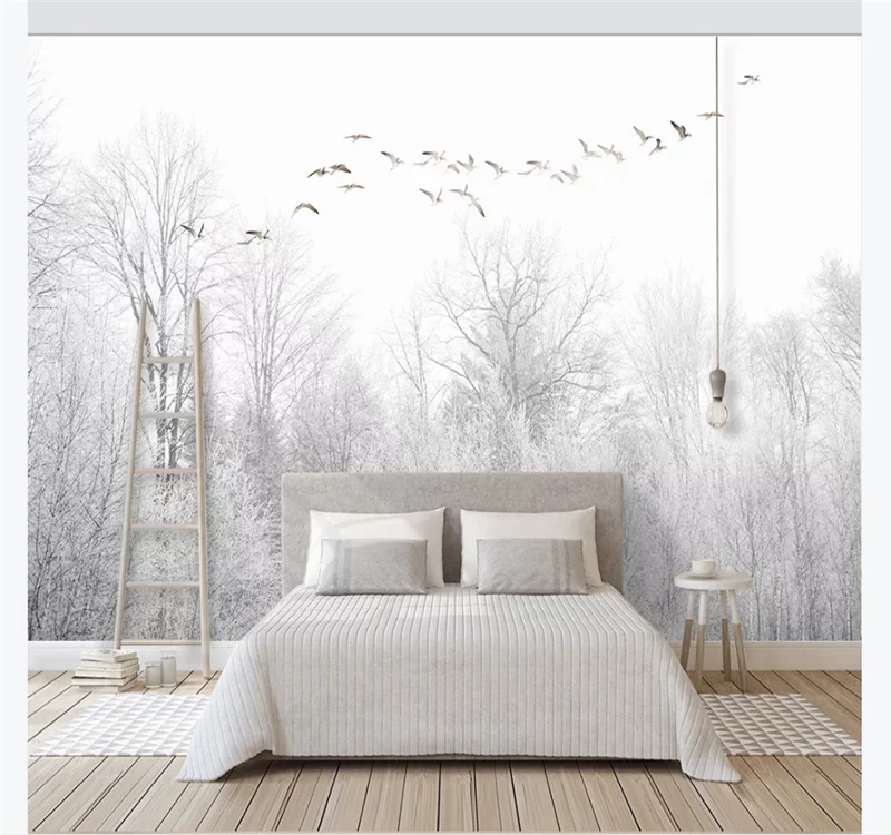 Пользовательские обои роспись украшение живопись летающая птица сосна лес