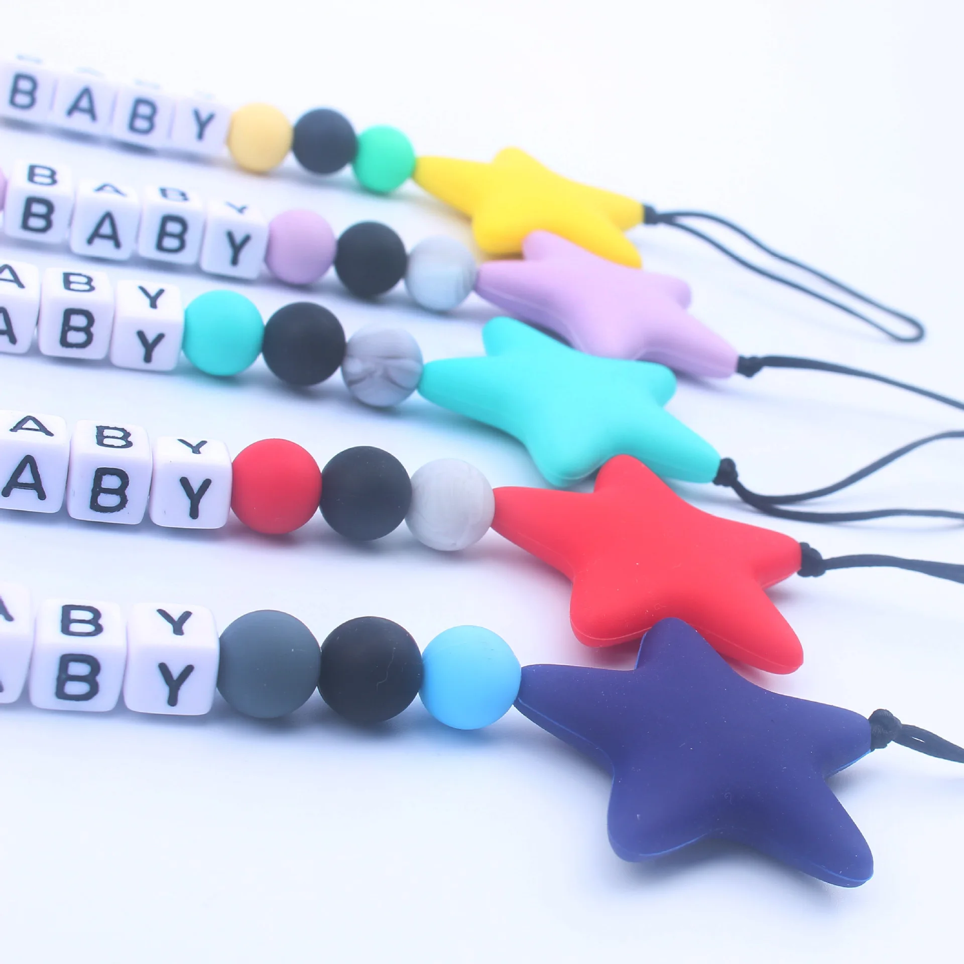 Cadena de chupete para beb&eacute;, soporte de cuentas de silicona para chupete, Clips bonitos para chupete, cadenas para chupete para morder, BPA, 1 ud.-5