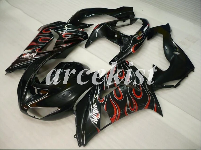 

4 Gifts New ABS Motorcycle Full Fairings kit Fit For Kawasaki Ninja ZX-10R ZX10R 2006 2007 06 07 Custom Flame red