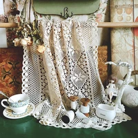 retro pastoral style crochet handmade tablecloth hollow lace tea table cloth small cover towel sofa armrest towel 4