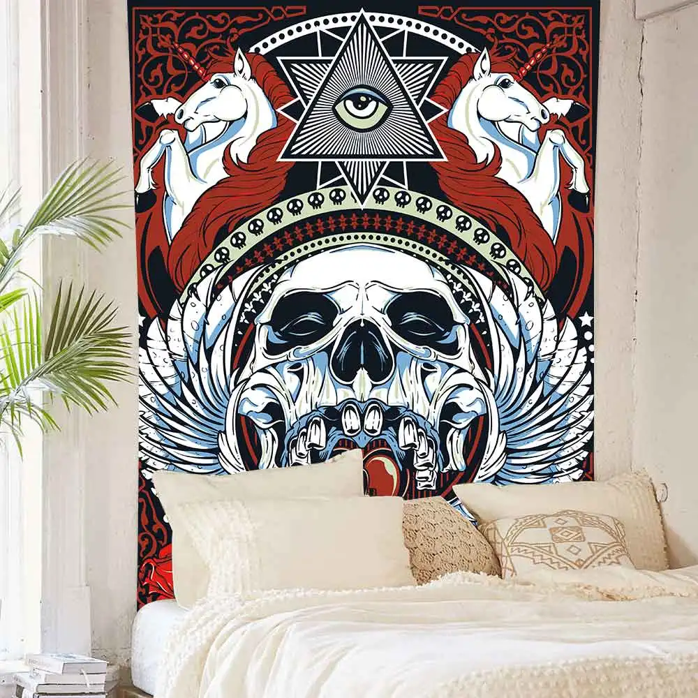 Simsant Череп Цветочные гобелены с цветами фантазия Скелет искусство настенные