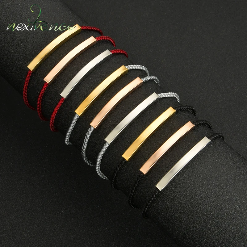 

Nextvance Customized Nameplate Stainless Steel Rope Chain Engraved Letter Cuff Bracelets Bracelet For Women Couple Jewelry Gift