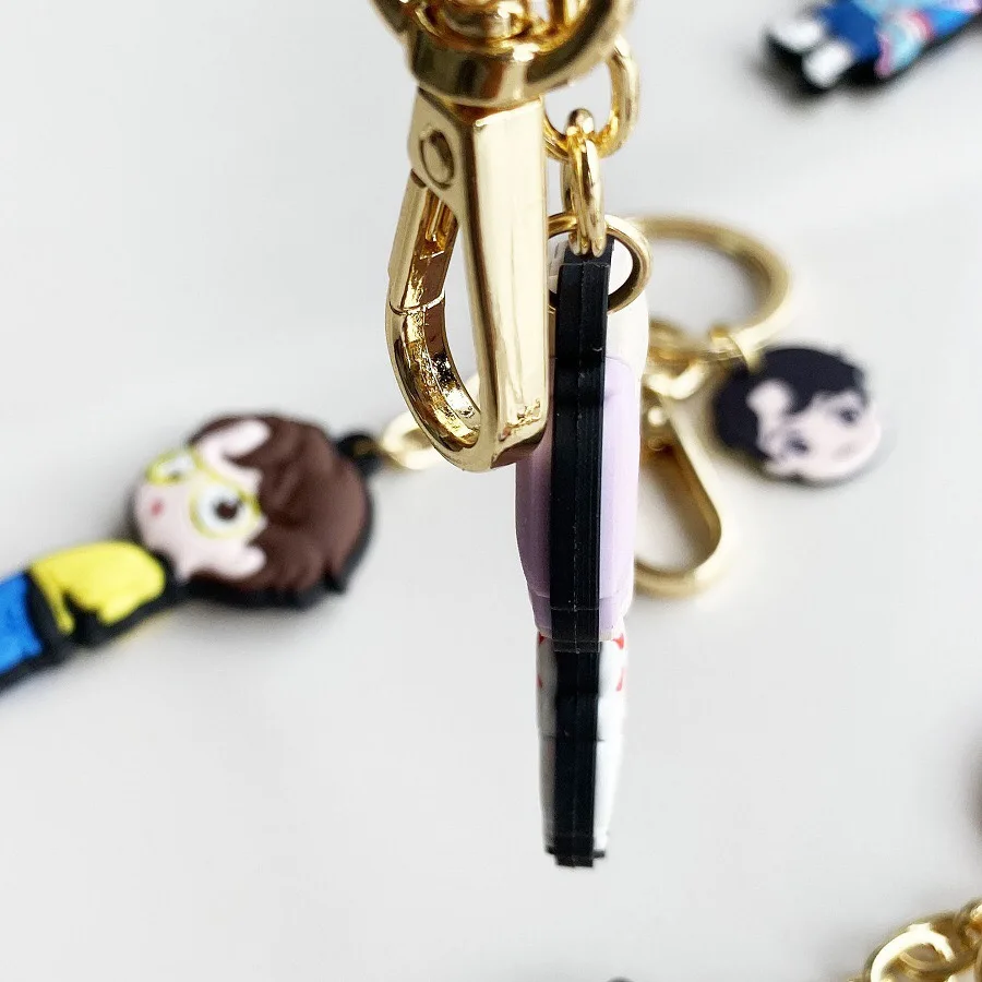 

4 NBTS Bulletproof Youth Group Double-sided cartoon soft plastic three-dimensional keychain key ring pendant same style