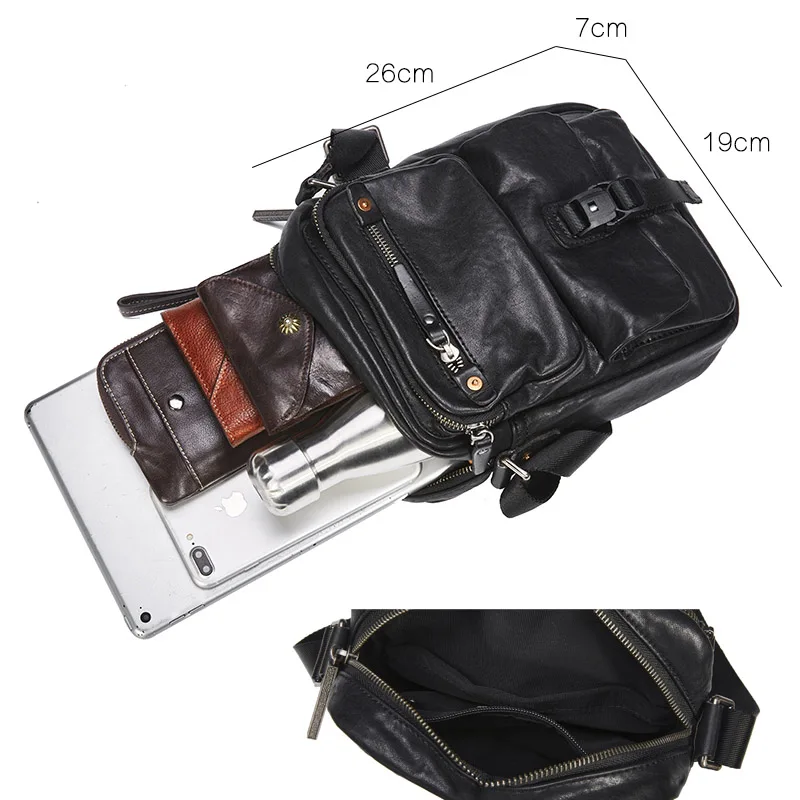 

AETOO Leather men's messenger bag, first layer cowhide retro shoulder bag, trendy multi-functional men's bag