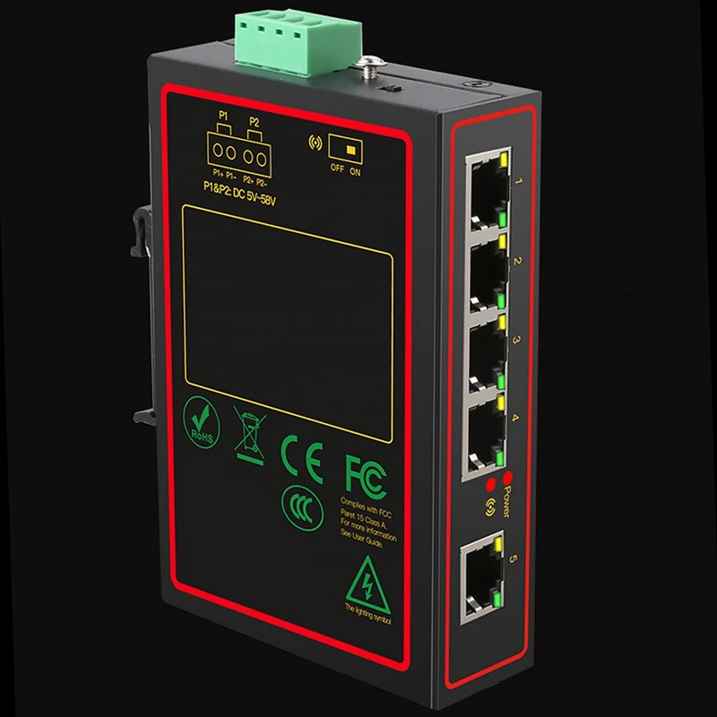 

5 Ports Industrial Metal Case Ethernet Switch 10/100Mbps Rj45 Signal Strengthen Vlan Network Switch