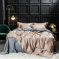 gorgeous 100 silk two color sided bedding set quilt cover set bed sheet pillowcase queen king 4 pieces