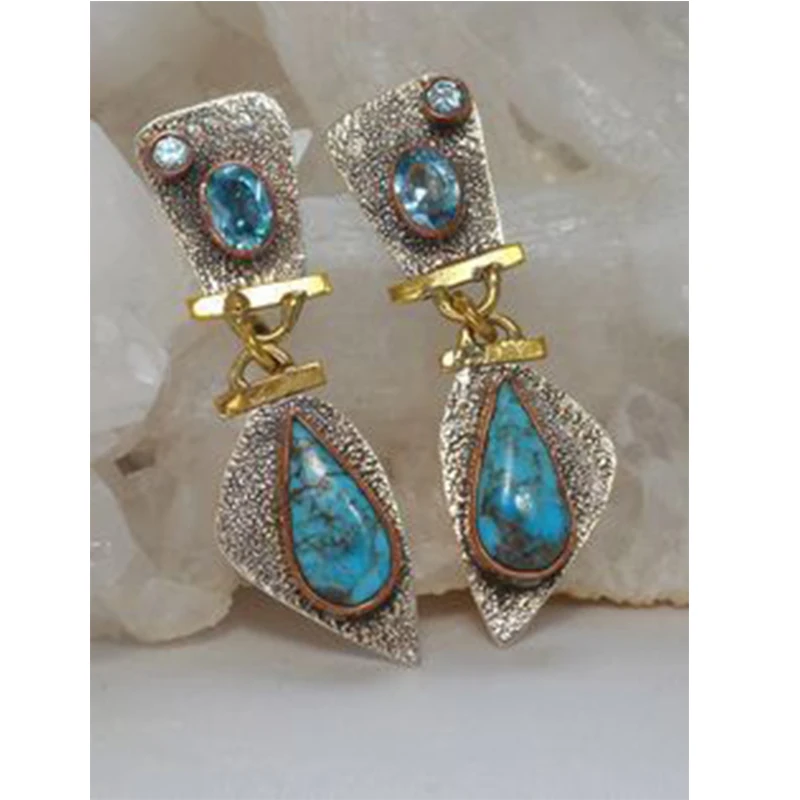 Fashion Ancient Silve Plated Earring Female European Colorful Crystal Jewelry Girl Accessories Metal Drop Earrings | Украшения и